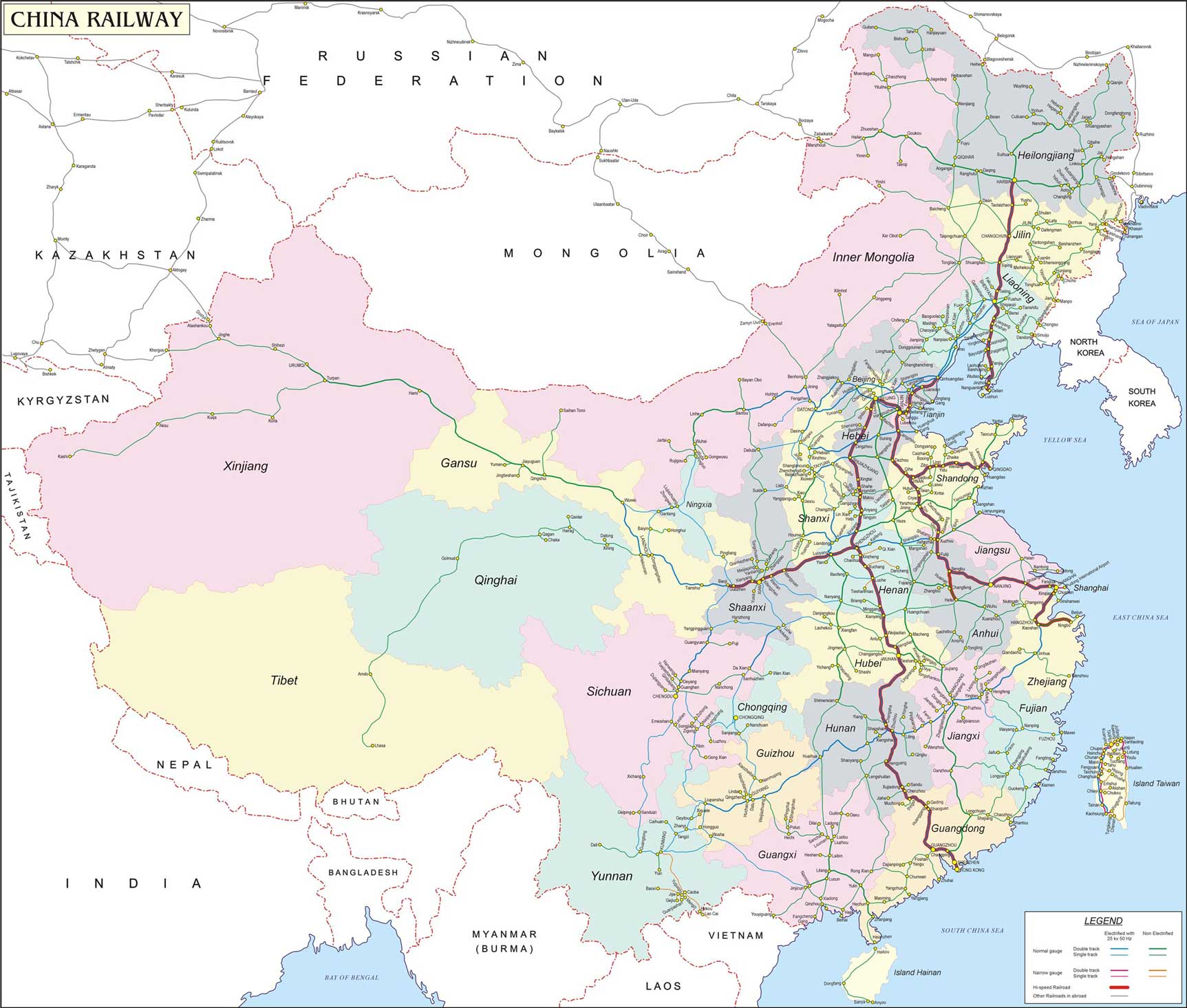Railway map of China